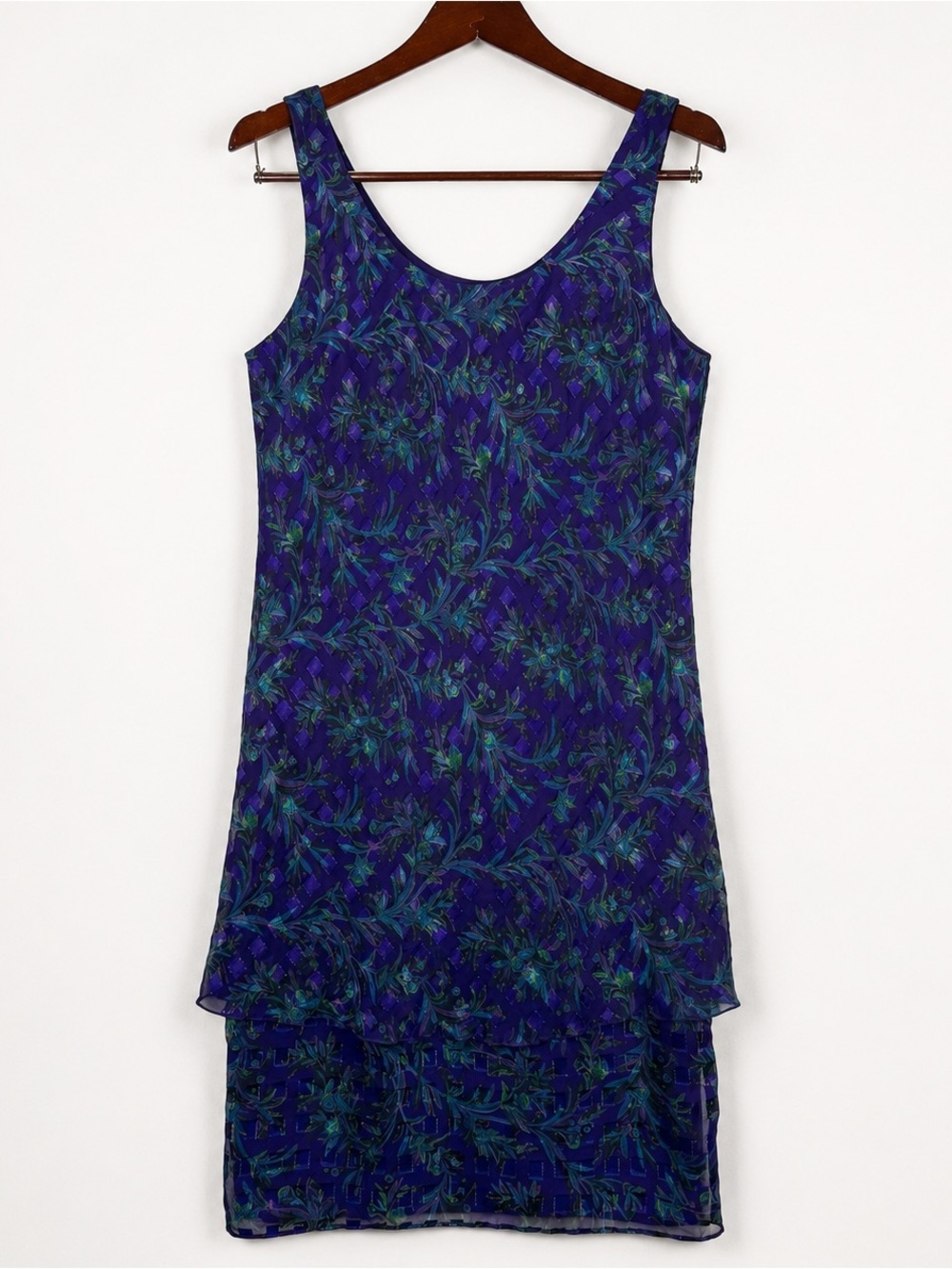 Vintage 90s Patra Petites Purple Burnout Floral Layered Dress 10